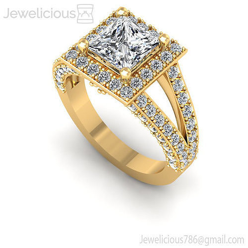 Jewelicious-1030-Ring princess cut diamond halo engagement ring in rose gold