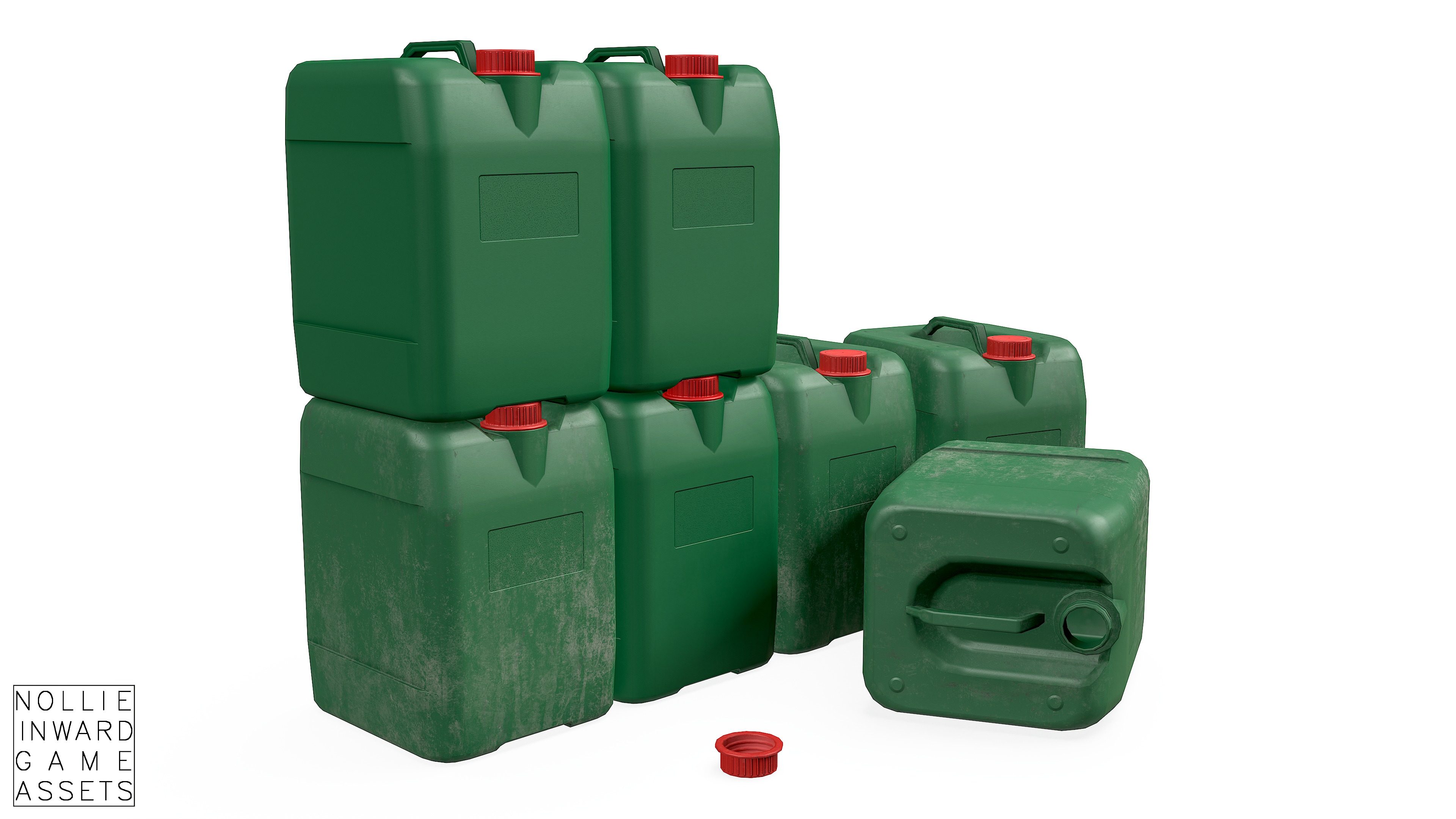 Canister Green Clean and Dirty Low-poly 3D model_1