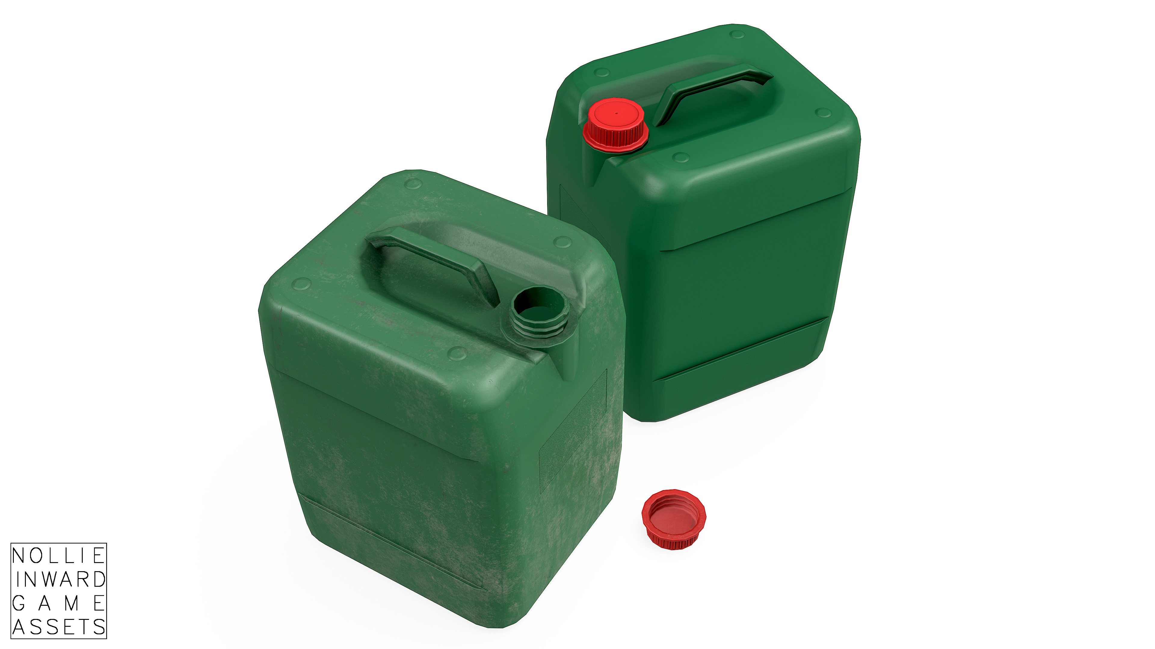 Canister Green Clean and Dirty Low-poly 3D model_7
