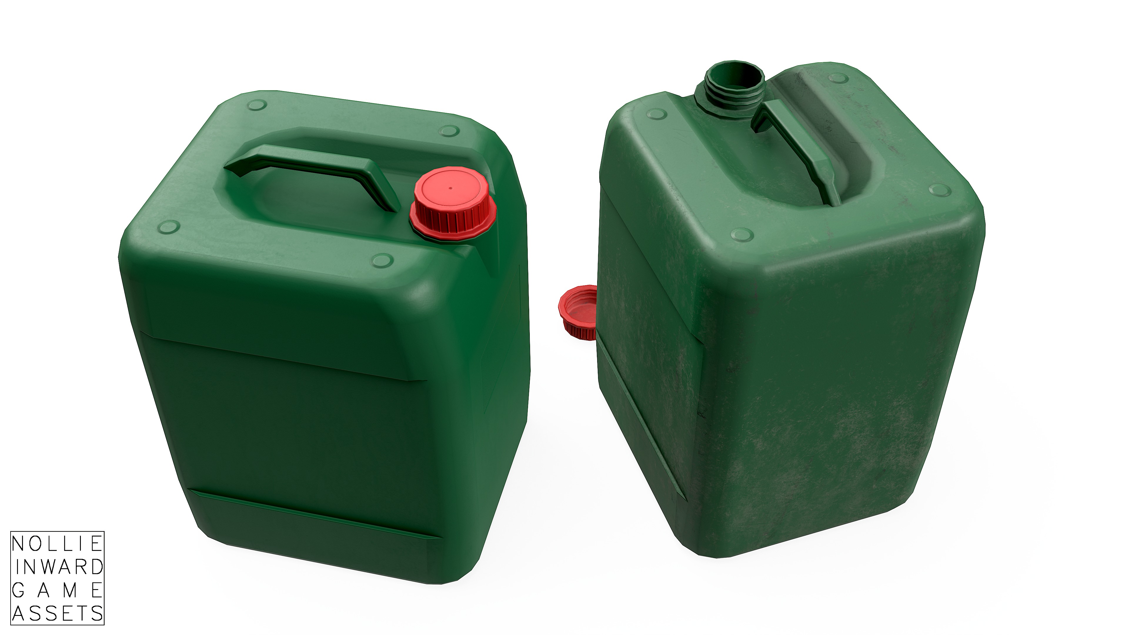 Canister Green Clean and Dirty Low-poly 3D model_8
