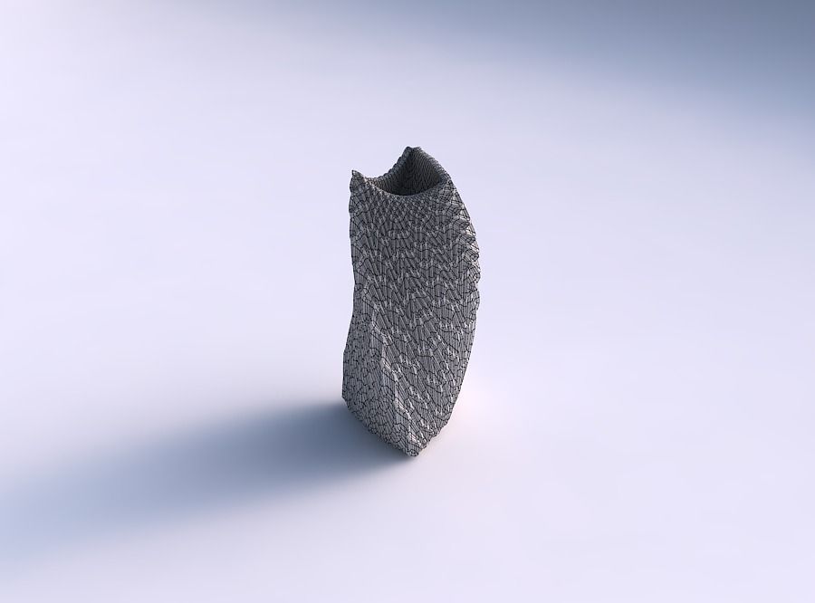 Vase twist curved tipping triangle 2 with wavy grid piramides 3D print model_5