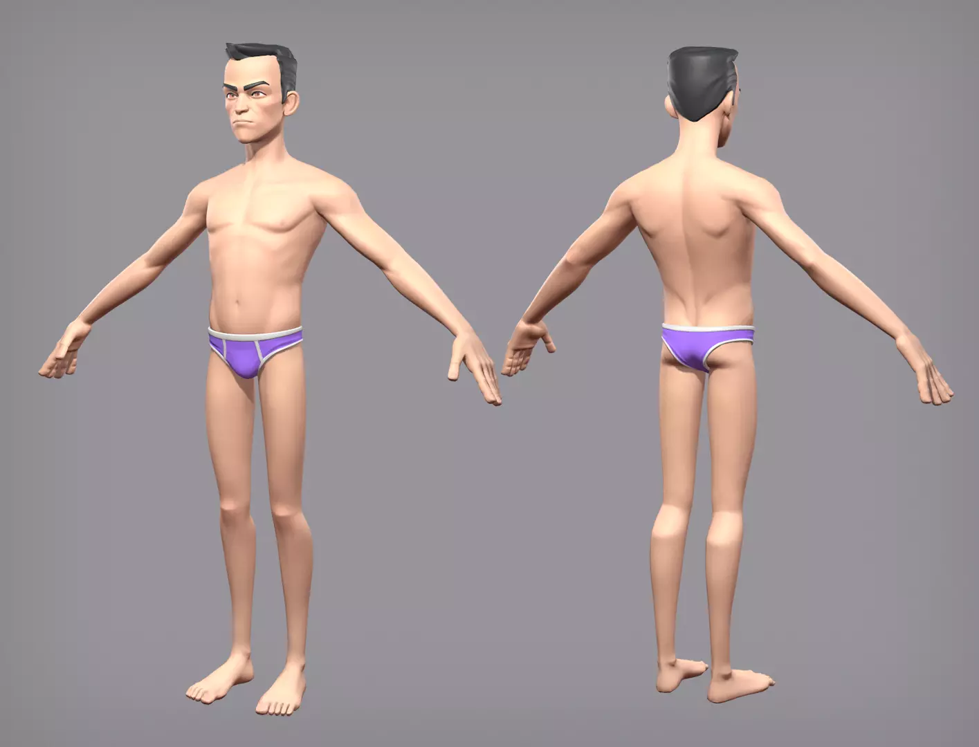 Cartoon male character Den base mesh Low-poly 3D model_0
