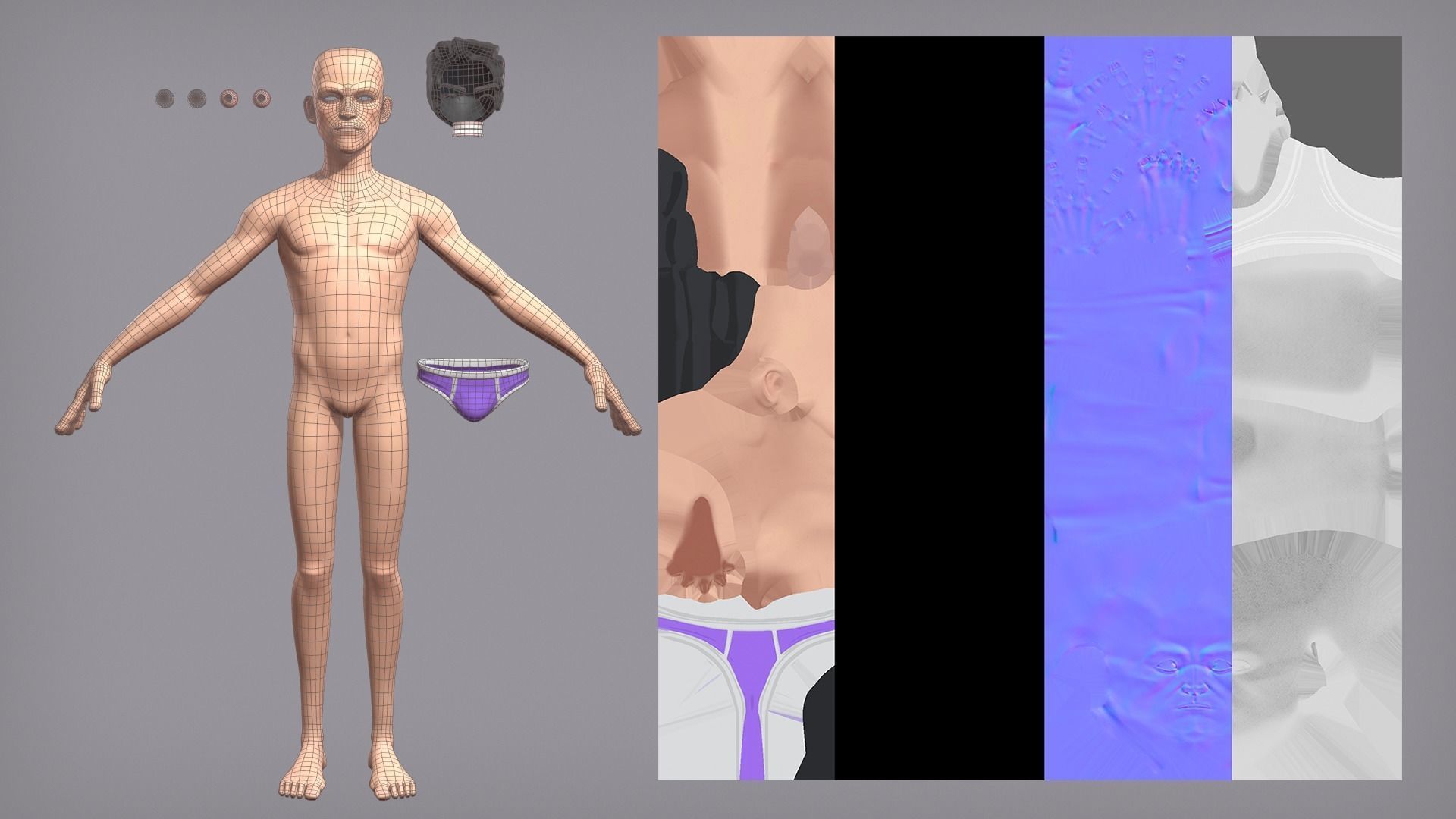 Cartoon male character Den base mesh Low-poly 3D model_7
