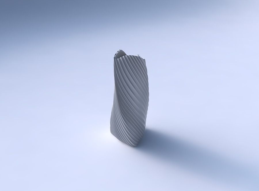 Vase twist curved tipping triangle with bent extruded lines 3 3D print model_3