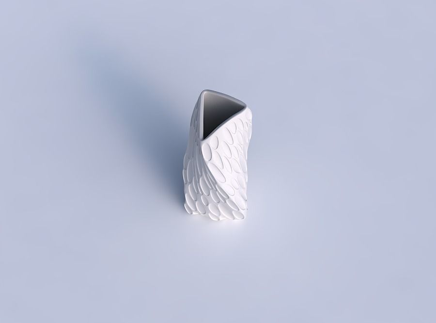 Vase twist curved tipping triangle with bubbles 3D print model_1