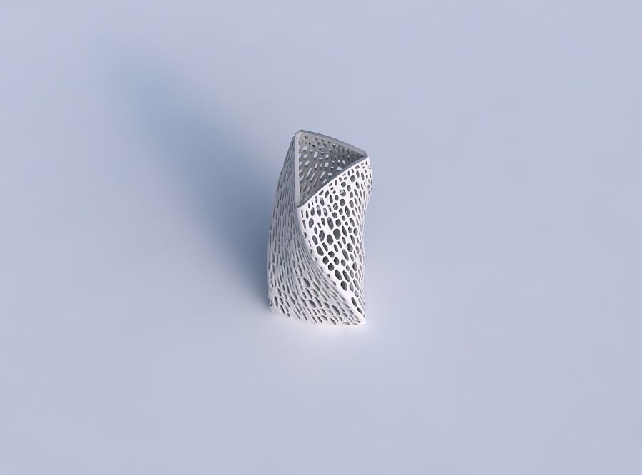 Vase twist curved tipping triangle with dense organic lattice 2 3D print model_1