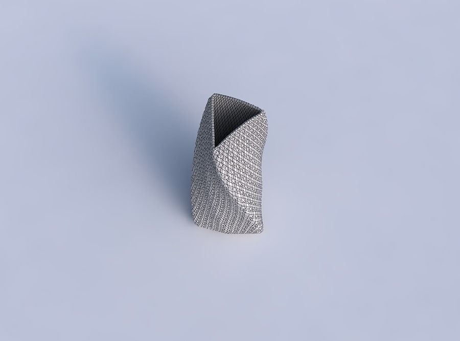 Vase twist curved tipping triangle with diagonal grid bulges 3D print model_6
