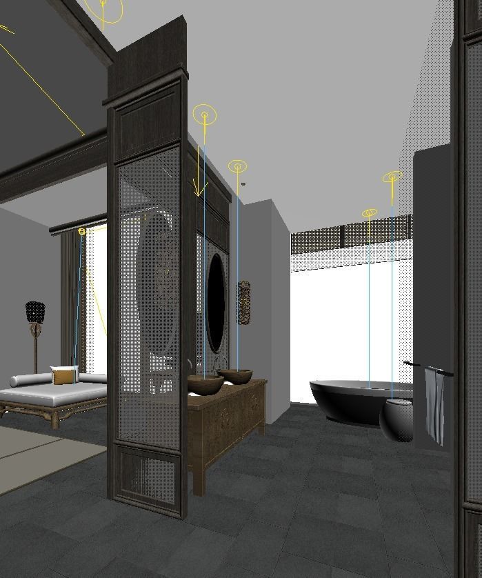 chinese hotel bedroom suite 3D model_6