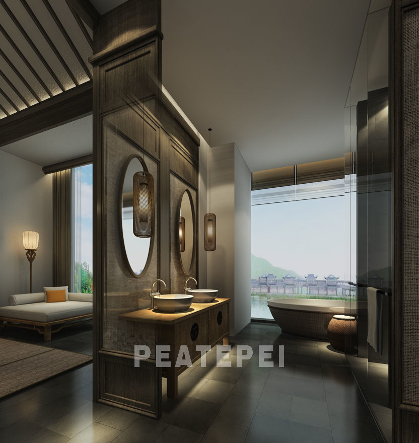 chinese hotel bedroom suite 3D model_1