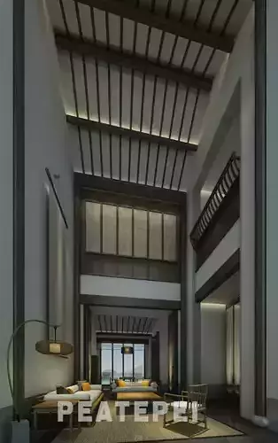chinese hotel bedroom suite  3D model