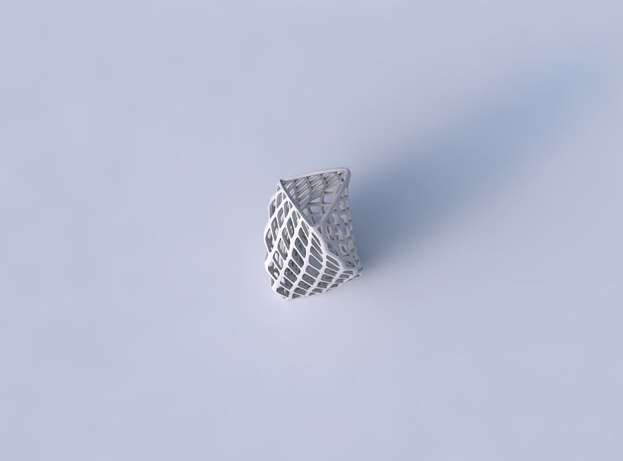 Vase twist curved tipping triangle with diagonal grid lattice 3D print model_2