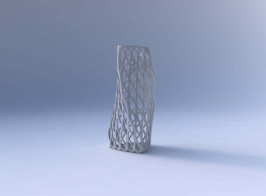 Vase twist curved tipping triangle with diagonal grid lattice 3D print model_4
