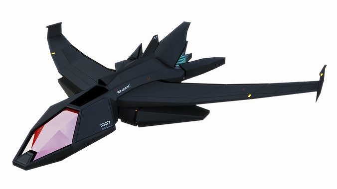 SciFi Jet Low-poly 3D model