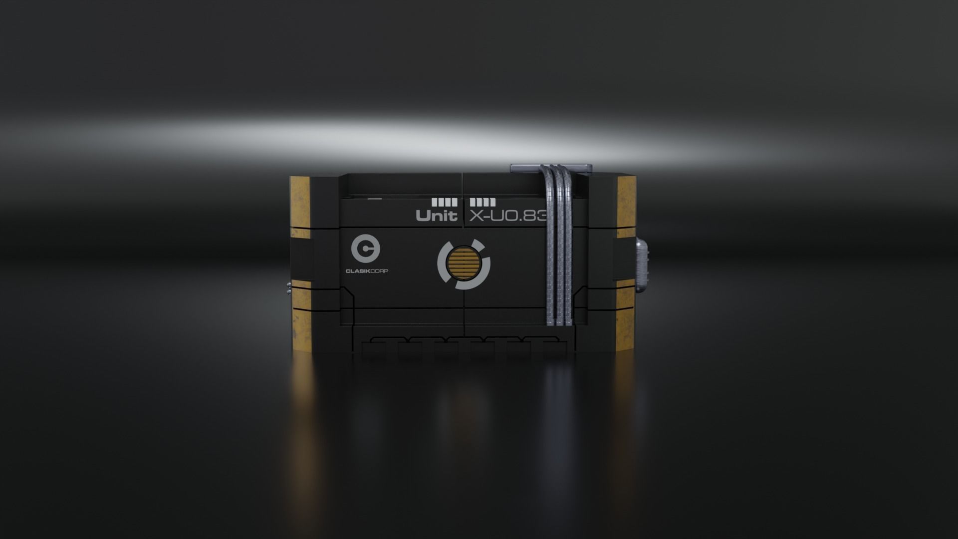 Hard Surface Sci-Fi Box with Decals Low-poly 3D model_10