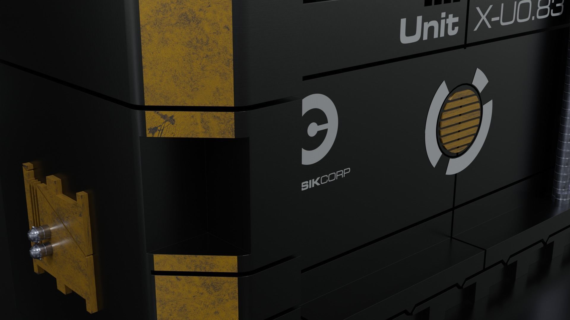 Hard Surface Sci-Fi Box with Decals Low-poly 3D model_4