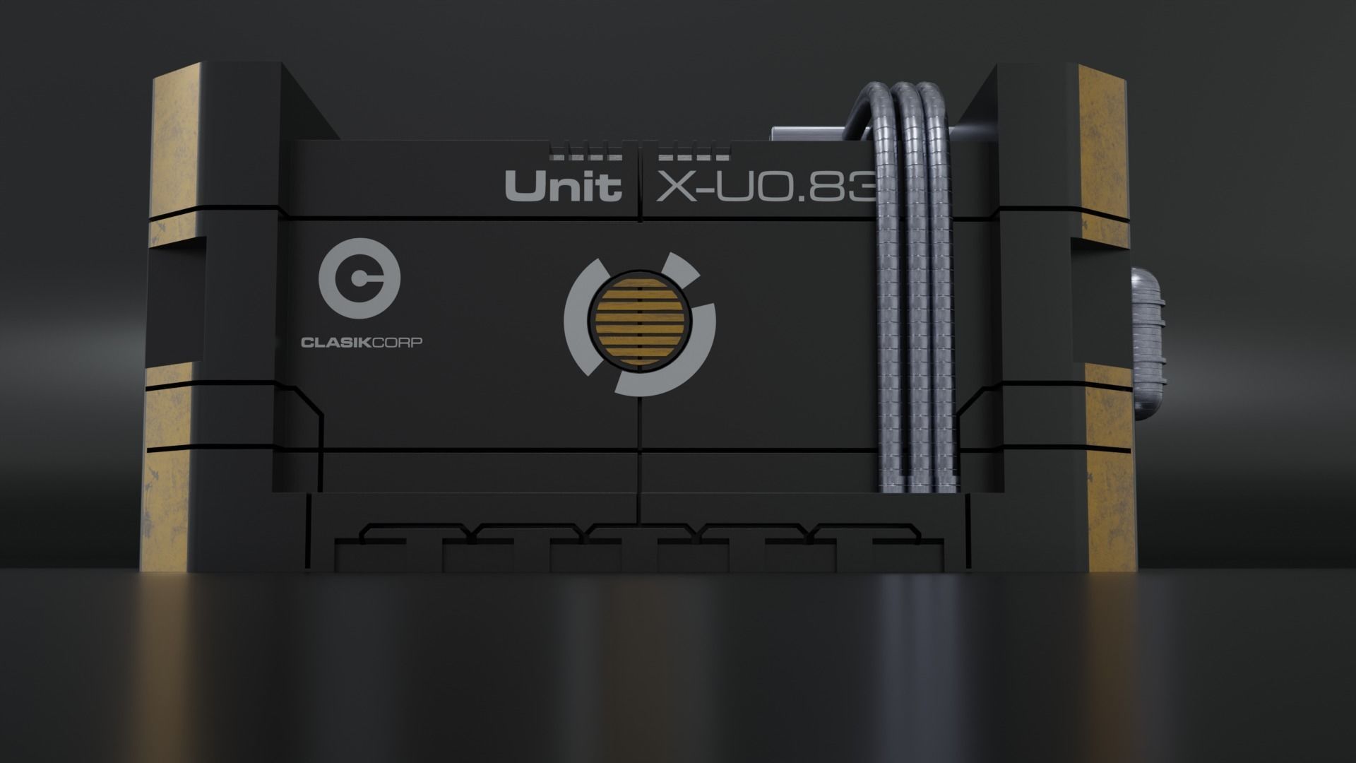 Hard Surface Sci-Fi Box with Decals Low-poly 3D model_12