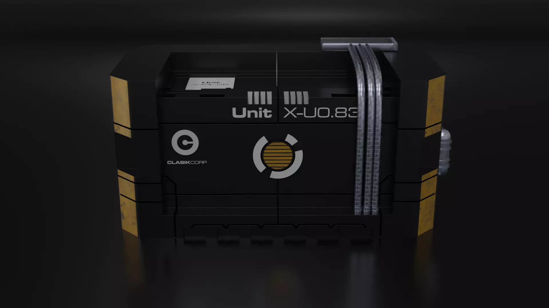 Hard Surface Sci-Fi Box with Decals Low-poly 3D model_0