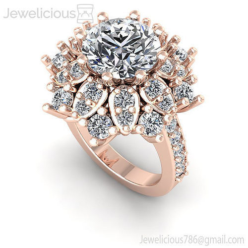 Jewelicious-1480-Ring rose gold engagement ring with diamonds in center