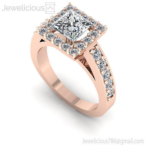 Jewelicious-1470-Ring princess cut diamond halo engagement ring in rose gold