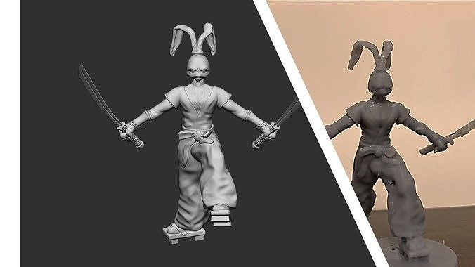 Usagi toy figure holding sword Free 3D print model