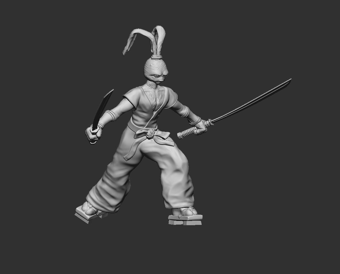 Usagi toy figure holding sword Free 3D print model_1