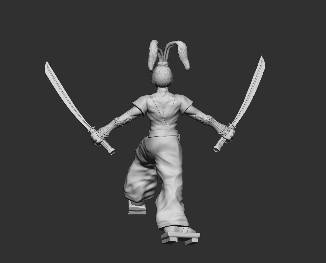 Usagi toy figure holding sword Free 3D print model_4