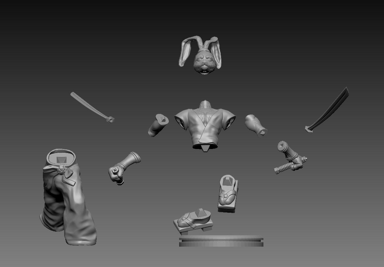 Usagi toy figure holding sword Free 3D print model_7