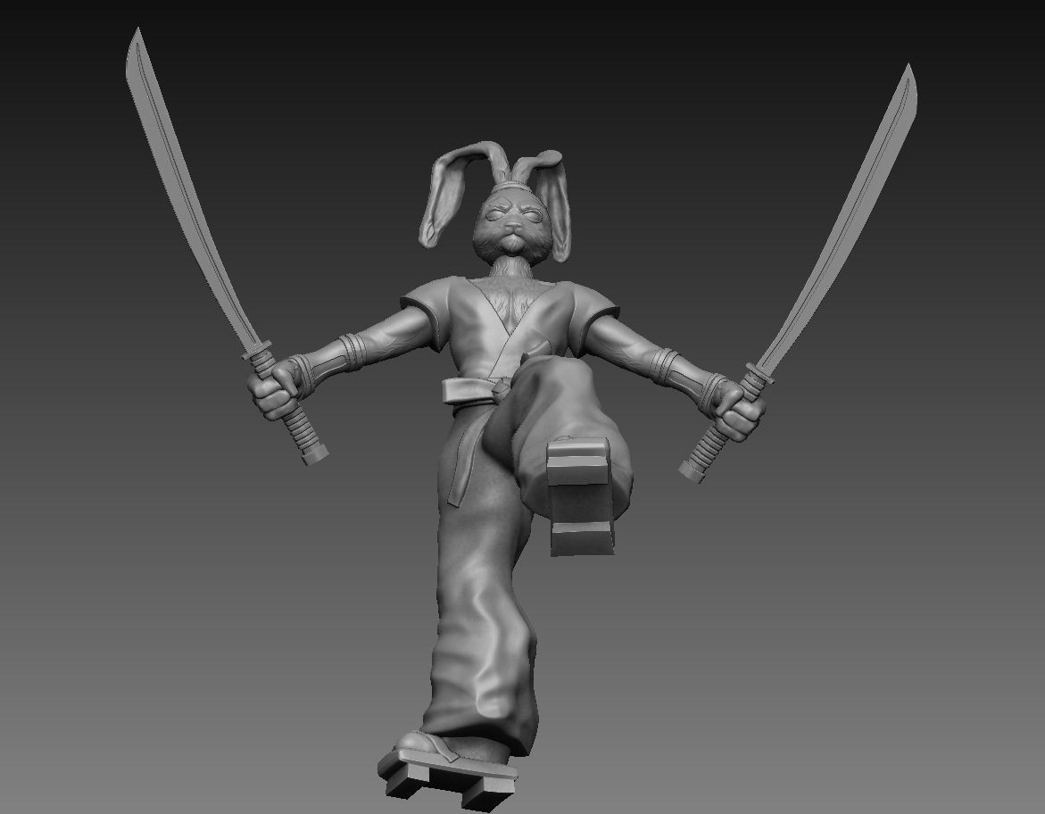 Usagi toy figure holding sword Free 3D print model_2