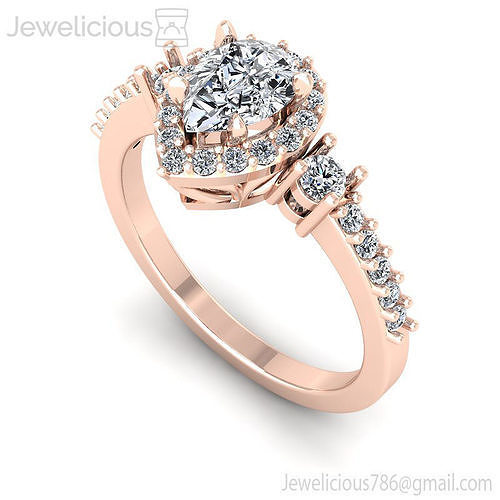 Jewelicious-1468-Ring pear shaped diamond engagement ring in rose gold