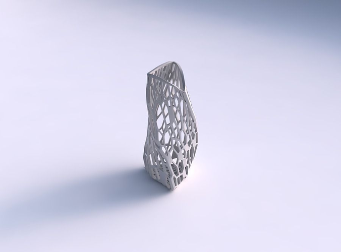 Vase twist curved tipping triangle with faceted organic lattice 3D print model