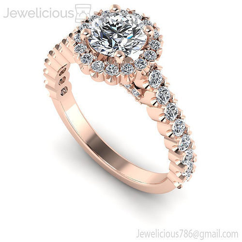 Jewelicious-1453-Ring diamond halo engagement ring in rose gold