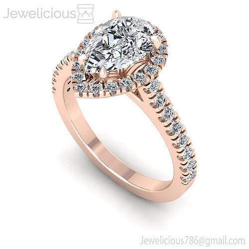Jewelicious-1445-Ring pear halo diamond engagement ring in rose gold