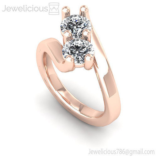 Jewelicious-1443-Ring two round diamonds in rose gold setting