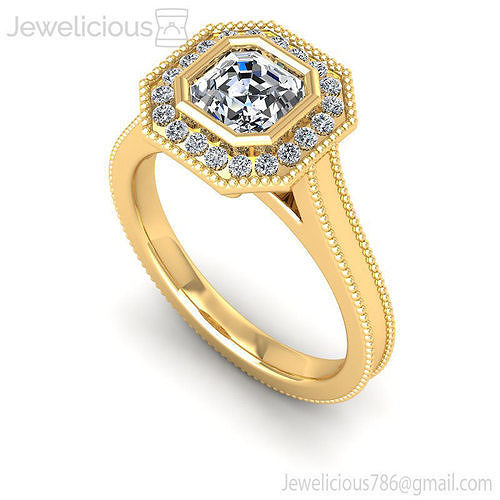 Jewelicious-1427-Ring octagonal diamond engagement ring gold