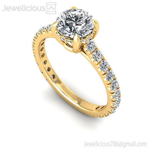Jewelicious-1414-Ring gold engagement ring with round diamonds