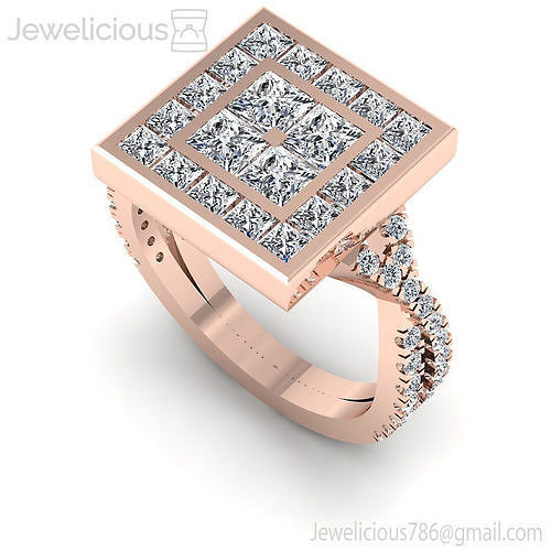 Jewelicious-1404-Ring elegant square diamond ring in rose gold