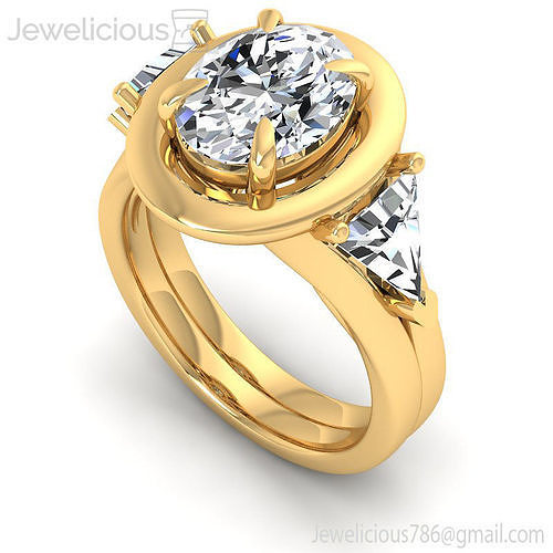 Jewelicious-1402-Ring rose gold engagement ring set with oval cut diamond