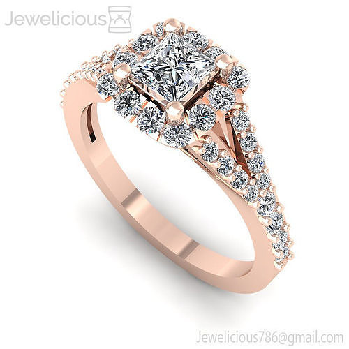 Jewelicious-1395-Ring rose gold engagement ring with princess cut diamond