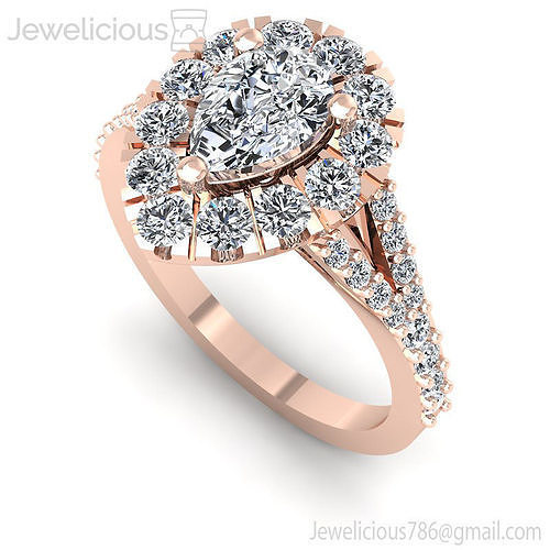 Jewelicious-1392-Ring pear halo diamond engagement ring in rose gold