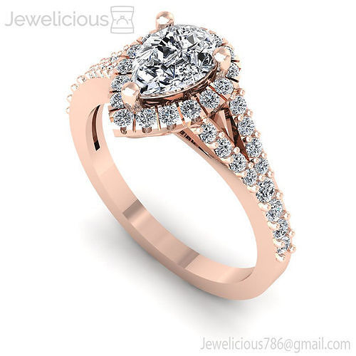 Jewelicious-1391-Ring pear shaped diamond engagement ring in rose gold