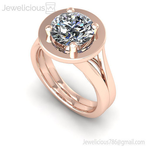 Jewelicious-1386-Ring round diamond engagement ring gold