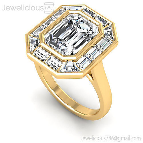 Jewelicious-1373-Ring emerald cut diamond engagement ring gold
