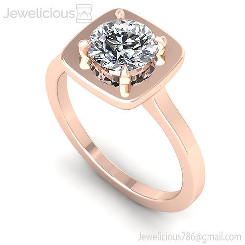 Jewelicious-1371-Ring gold engagement ring with cushion cut diamond