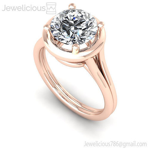 Jewelicious-1358-RIng round diamond engagement ring in rose gold