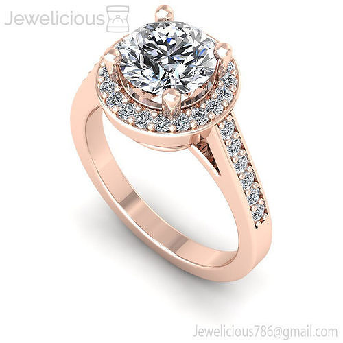 Jewelicious-1351-Ring diamond halo engagement ring gold
