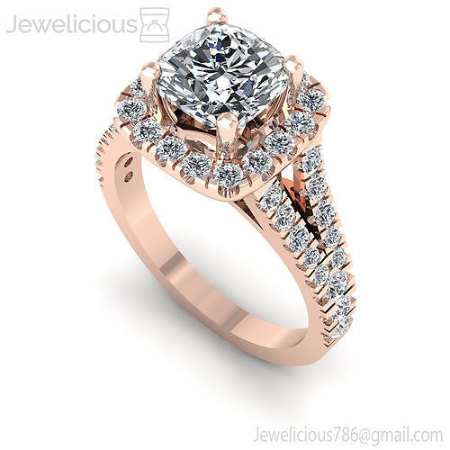 Jewelicious-1335-Ring cushion cut diamond engagement ring in rose gold