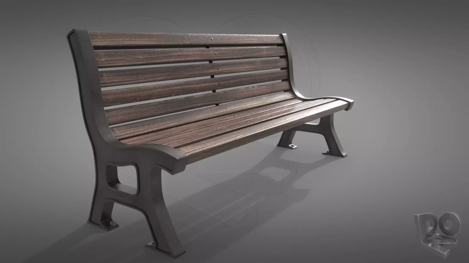Bench park 3D model_0