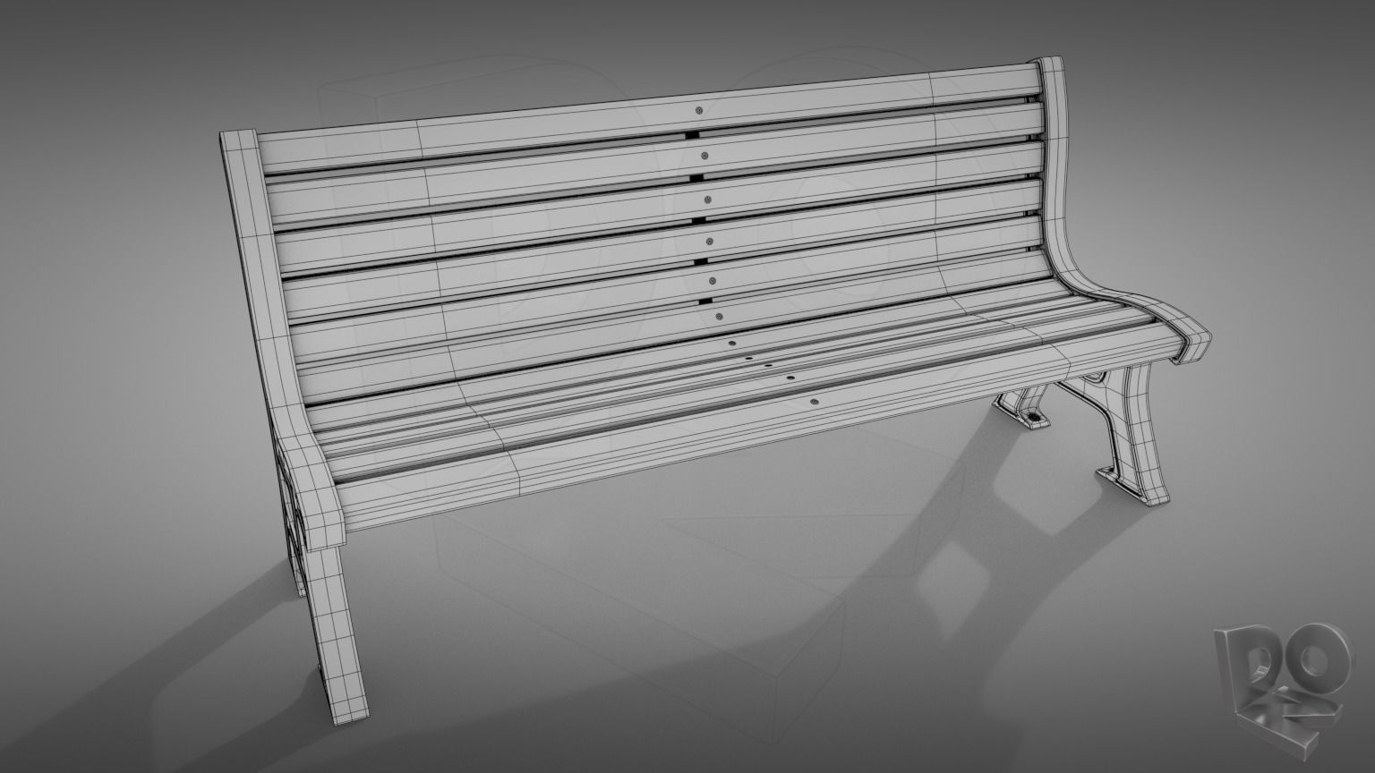 Bench park 3D model_5