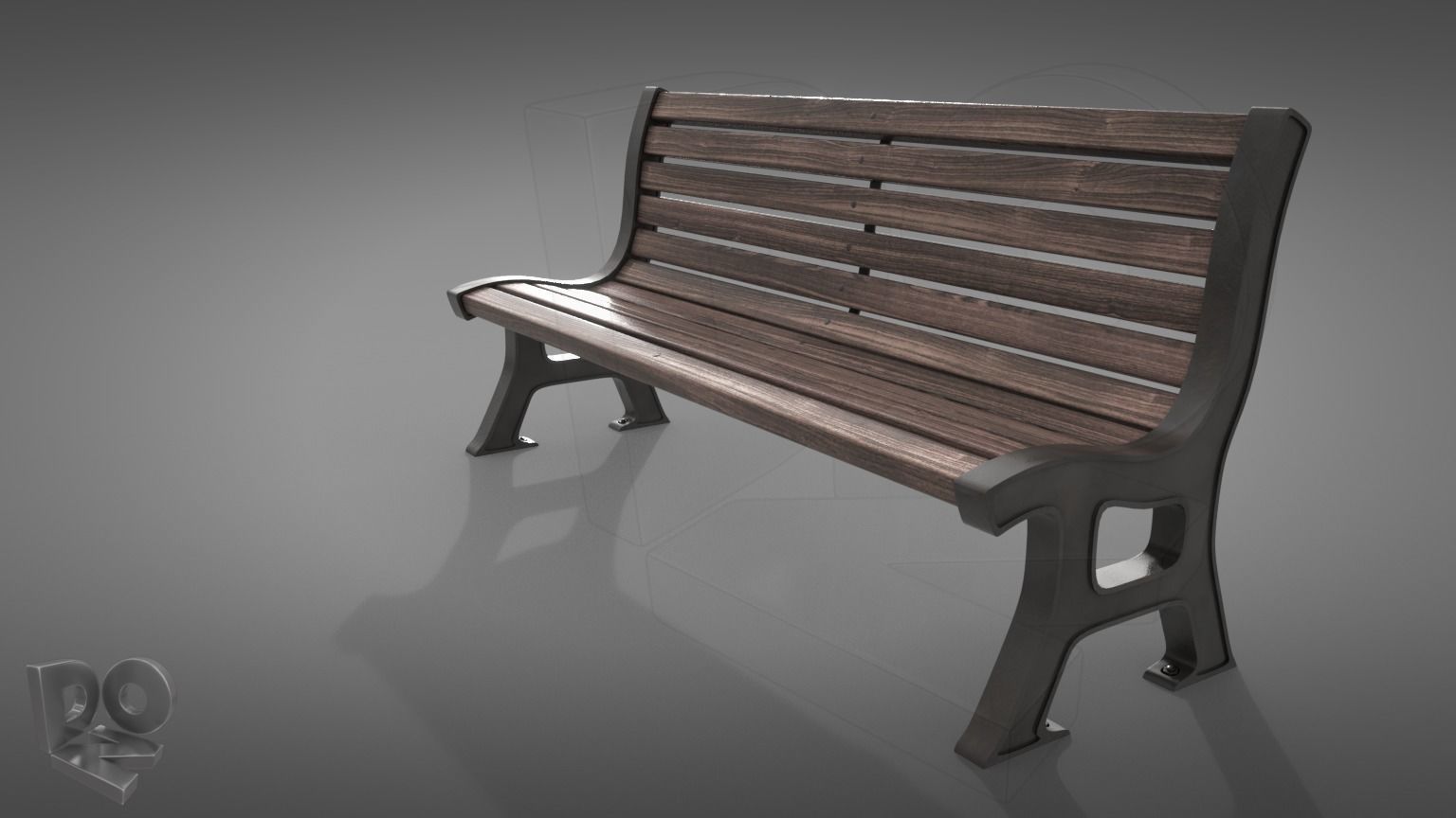 Bench park 3D model_2