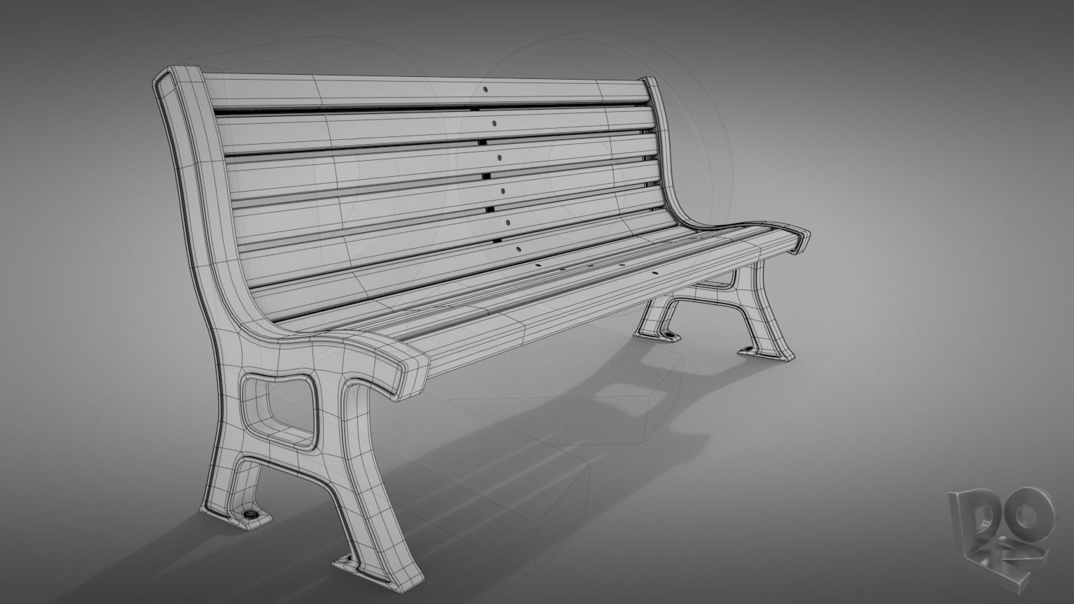 Bench park 3D model_1